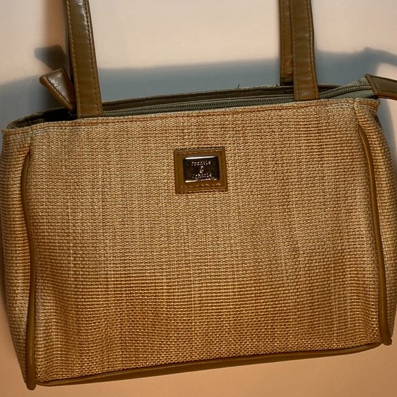 Frankie & Johnnie Handbags - Frankie & Johnnie Tan & Cream Woven Shoulder Bag